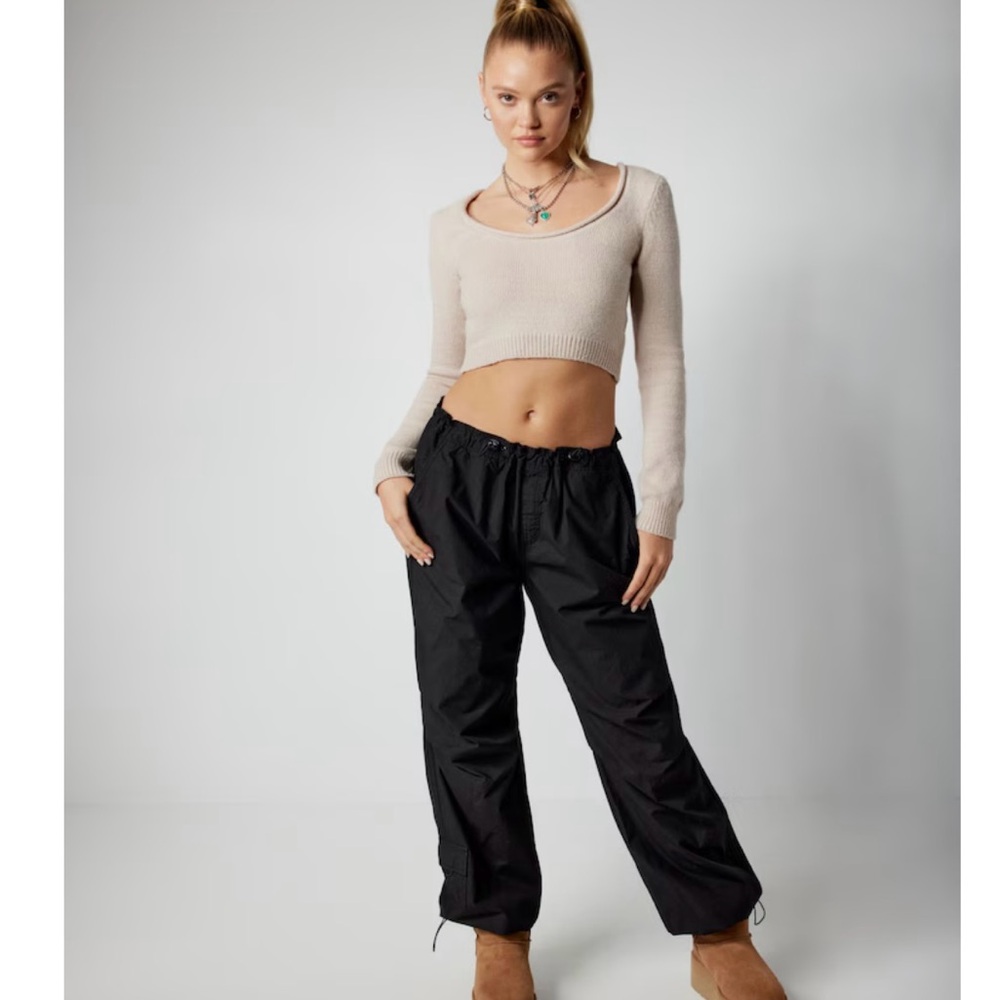 Dynamite Paxton Bubble Hem Parachute Black Cargo Pants